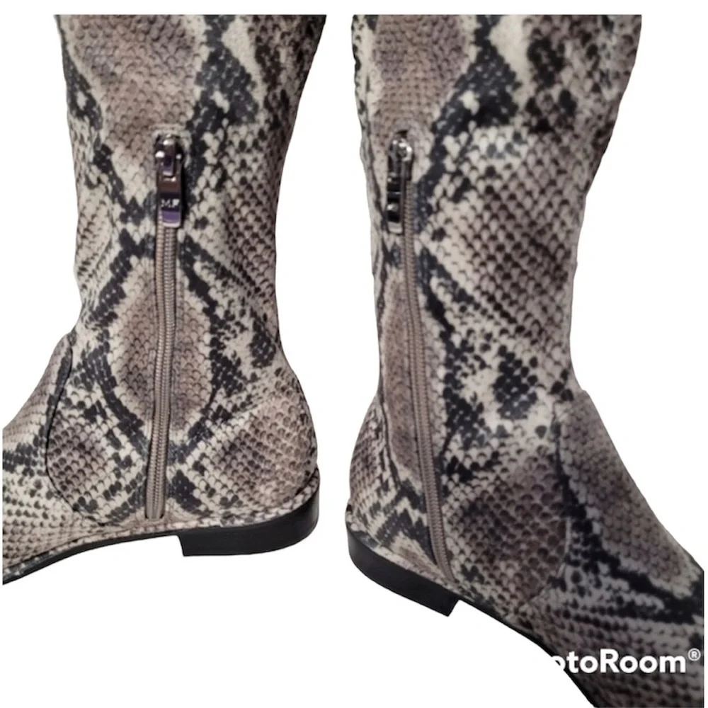 Marc Fisher Humor over the knee boot gray snake skin
